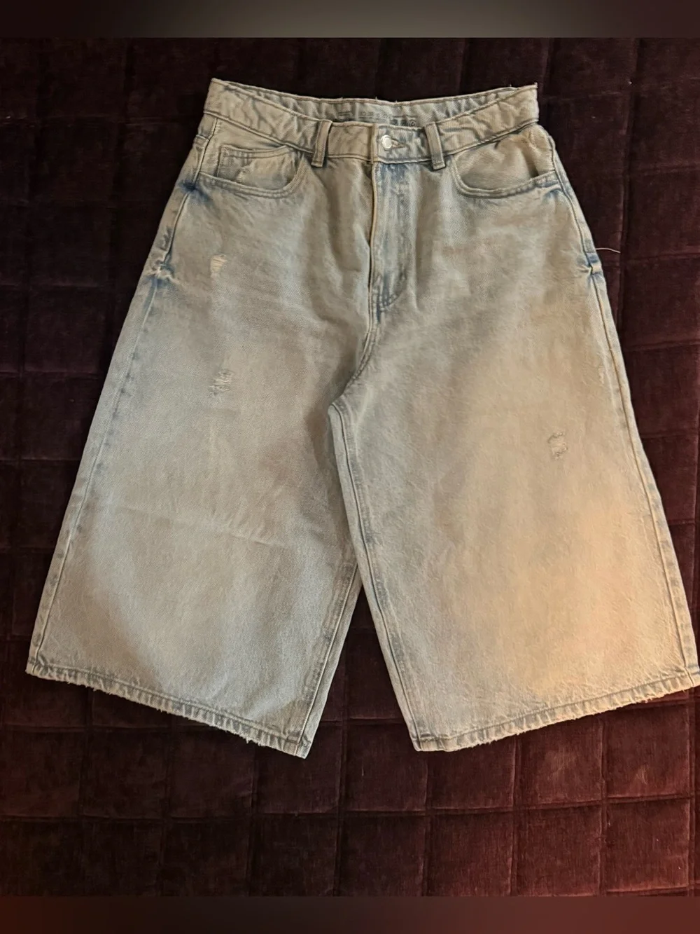 Rita Ora for Primark Light Blue Distressed Long Shorts Size 10